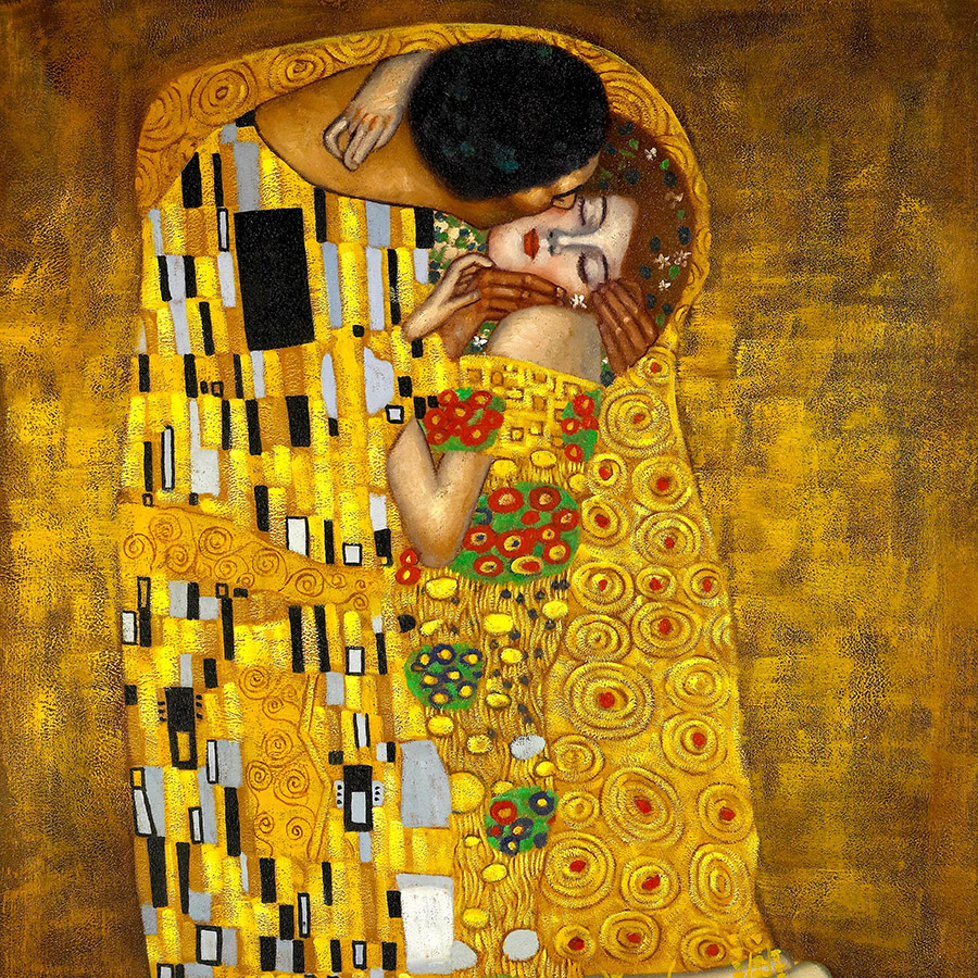 Le Baiser (1906-1908), huile sur toile (180 × 180 cm), Österreichische Galerie Belvedere (Vienne). Le Baiser (1906-1908), huile sur toile (180 × 180 cm), Österreichische Galerie Belvedere (Vienne)